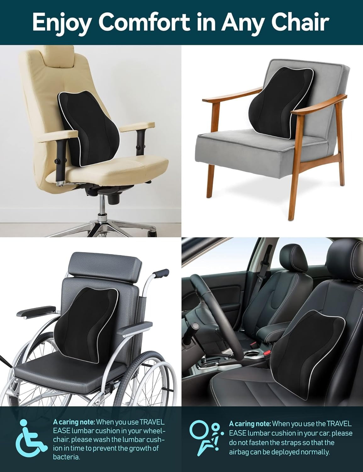 TRAVEL EASE Ergonomic Lumbar Support Cushion