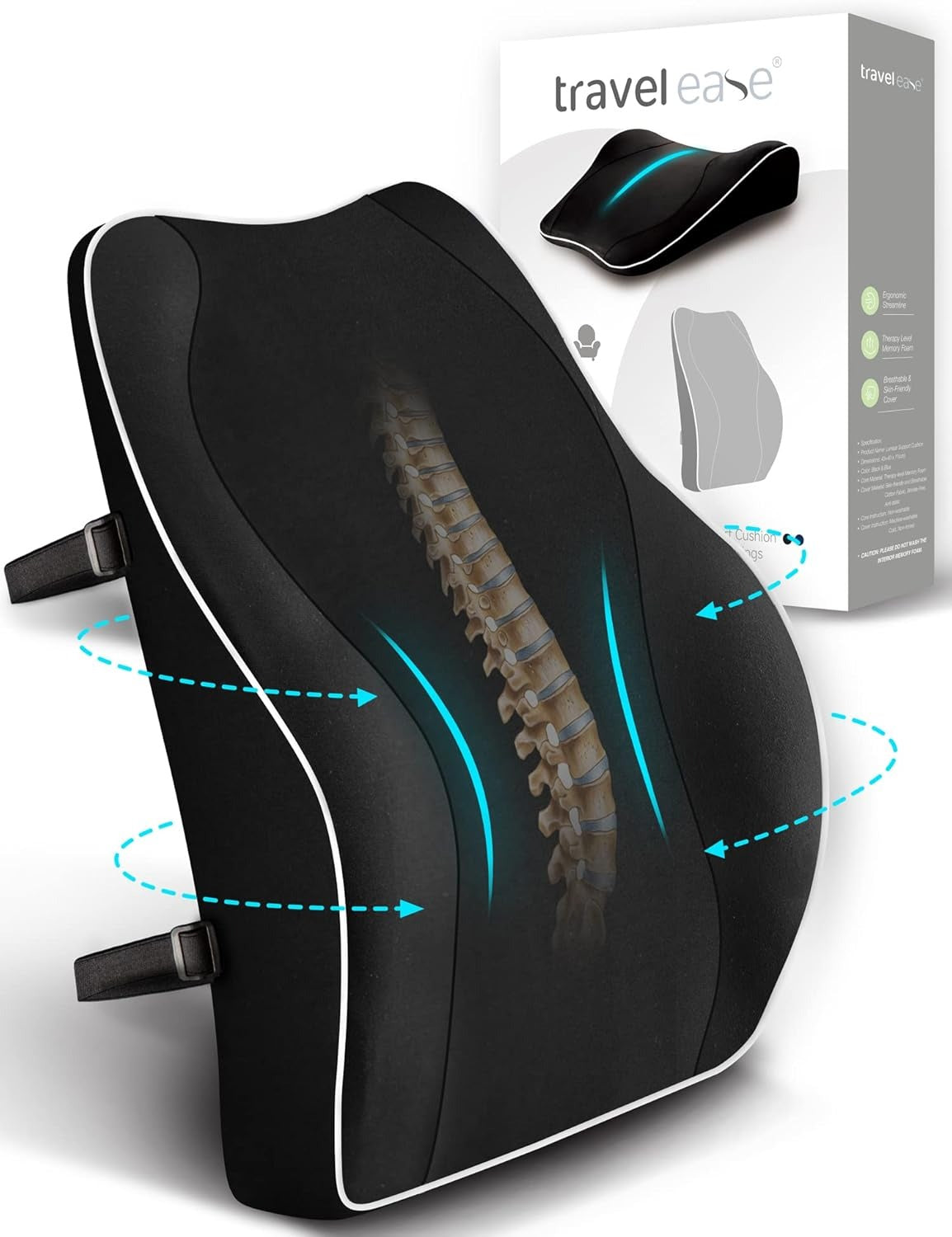 TRAVEL EASE Ergonomic Lumbar Support Cushion